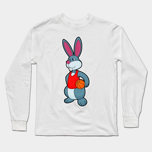 Rabbit as Basketball player with Basketball Long Sleeve T-Shirt by Markus Schnabel